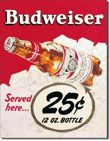 Budweiser "25 Cents" Tin Sign image