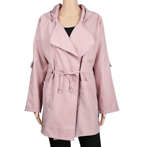 Women's Lightweight Hooded Open Front Trench Coat image