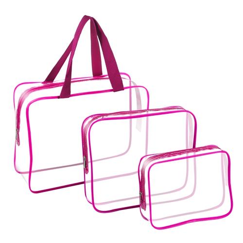 3Pcs Clear Travel Bags Waterproof Cosmetic Makeup Lotion Toiletry Wash Handbags Transparent Holder Pouch Kits For Swimming Travel Hotel image
