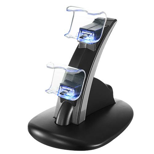 Charging Dock Station Dual Micro USB Charger Stand For PS4 Pro/PS4 Slim Gamepad Controller Handle Charging Station w/ Blue Indicator Game Lovers image