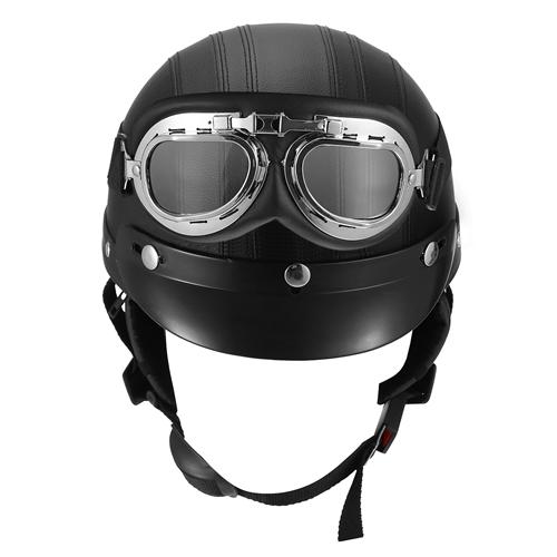 Half Motorcycle Helmet Motorcycle Scooter Open Face Helmet w/Pilot Goggles Scarf Vintage Retro Cycling Helmet for Bike Cruiser Chopper Scooter image