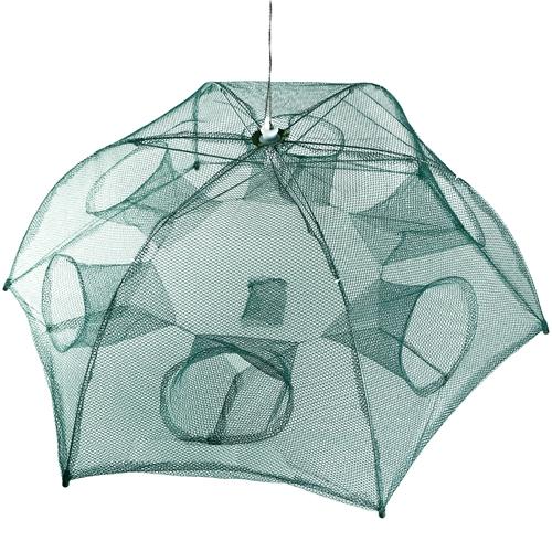 Fishing Trap Net Portable Folded Fishing Bait Trap Shrimp Minnow Crab Bait Net 6 Sides 6 Holes Crayfish Cast Mesh Trap Automatic image