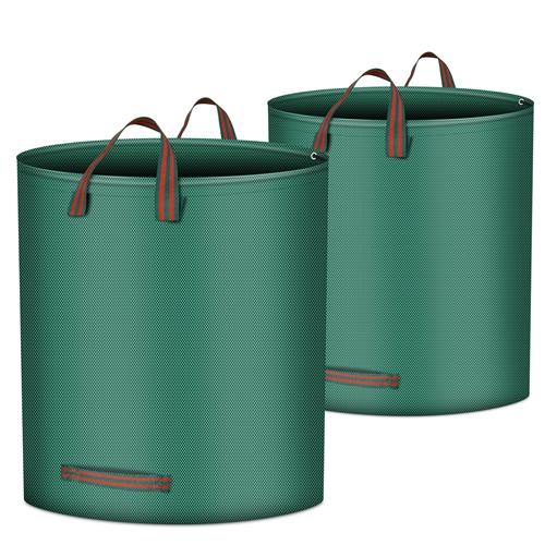 2Pcs 132.09Gallons Round Garden Waste Bags Waterproof Reusable Grass Rubbish Leaf Sacks Home Garden Lawn Yard Trash Bags w/ 4 Handles image