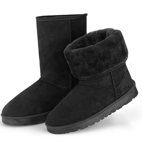 Women Ladies Snow Boots Waterproof Faux Suede Mid-Calf Boots Fur Warm Lining Shoes image