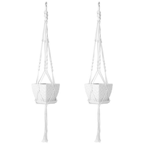 2Pcs Plant Hanger Flowerpot Net Bag 40in Cotton Rope Plant Hangers 4Legs Plant Hanger Fit For Round Or Square Plant Pot 4-11in image