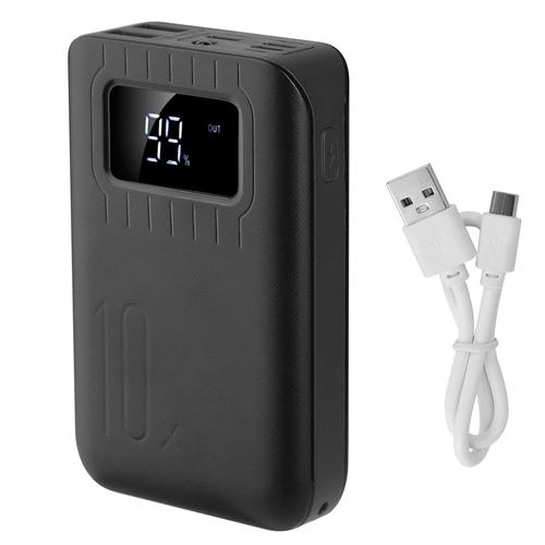 10000mAh Portable Power Bank External Battery Pack Charger Dual USB Charge Ports with LCD Display Flashlight Type C Micro USB Lightning Input Ports image