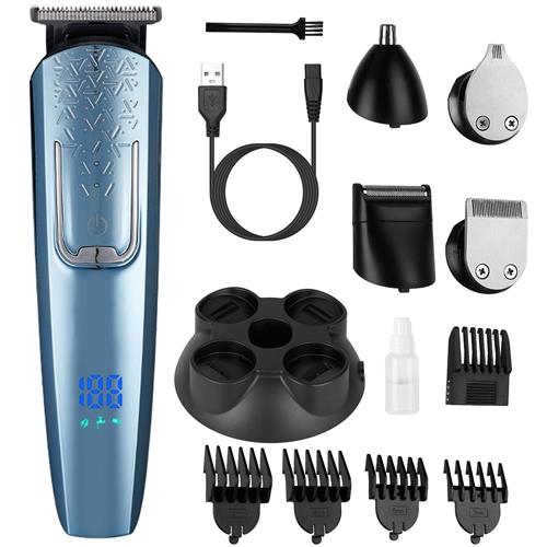 5-In-1 Men's Beard Trimmer Cordless Hair Clipper Electric Waterproof Shaver Grooming Kit w/ LED Display for Nose Ear Facial Hair image