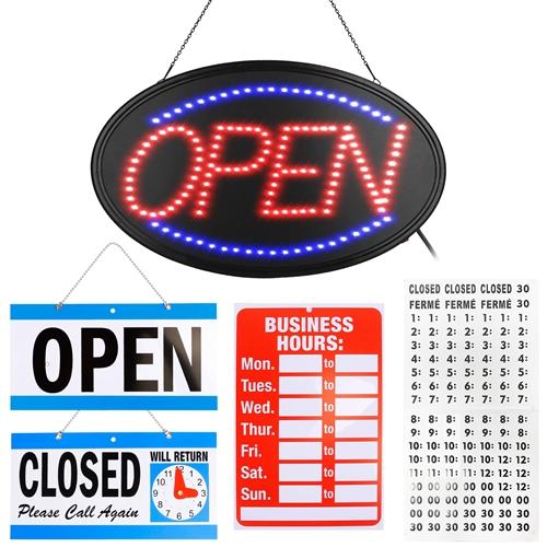 LED Open Sign 22.64x13.78In Business Neon Open Sign Advertisement Board with Steady Flashing Modes Business Hours and Open Closed Sign image