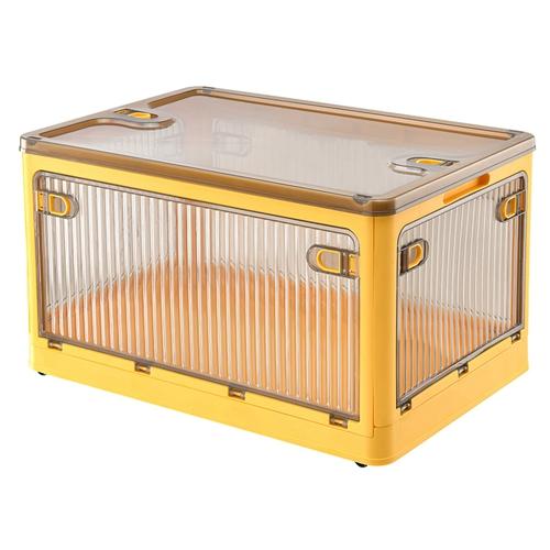70QT/66L Foldable Storage Bins with Lid 4 Doors Collapsible Stackable Closet Organizer Containers with Lock 4Pcs Wheels image