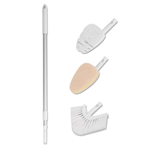 3 in 1 Tub And Tile Scrubber Cleaning Brush With 42.91in Long Handle Length Adjustable Rod Shower Cleaning Brush With Sponge Hard Bristles Gap Brush image