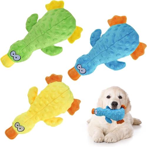 3Pcs Duck-Shaped Dog Plush Toy With Squeaky Ball Crinkle Paper Cute Interactive Puppy Toy or Aggressive Chewer For Small Medium Large Dogs image