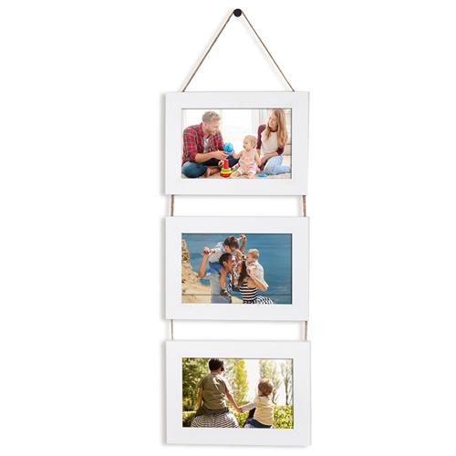 4x6IN Wall Hanging Picture Collage Frame 3-Opening Wall Decor Without Mat Rustic Style Wood Photo Frame Display image