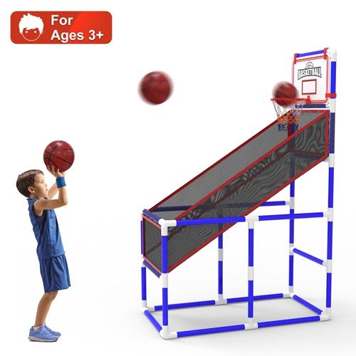 Kids\' Basketball Game Set with 2 Balls Adjustable Height Basketball Hoop Arcade Game Indoor Outdoor Toys for Boys Girls Aged 3-12 image