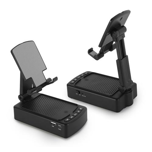 Cell Phone Stand with HD Surround Wireless Speaker Power Bank Portable Foldable Charging Phone Stand with Anti-Slip Base Compatible with Phone Tablet image