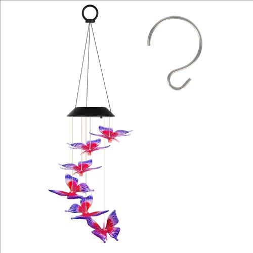 Solar Butterfly Wind Chime 7 Color Changing Wind Chime for Outside IPX4 Waterproof Outdoor Garden Yard Decor image