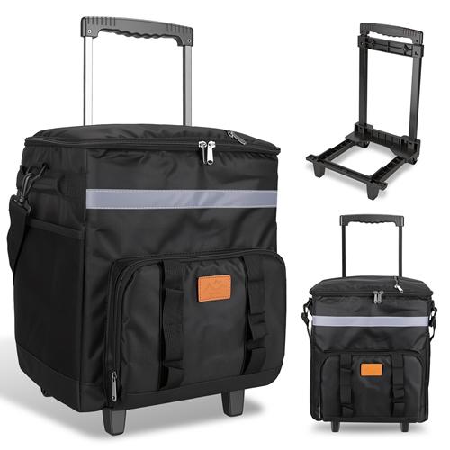Portable Rolling Cooler Bag with Wheels and Side Handles Shoulder Strap 35L 50 Can Collapsible Insulated Leakproof Cooler for Camping Patio Travel Out image