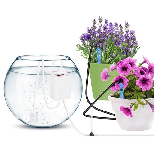 Automatic Plant Watering Device Indoor Drip Irrigation System with LCD Display Rechargeable Plant Watering Device Adjustable Timer for Up to 16 Drip A image