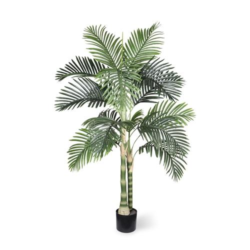 6FT Artificial Golden Cane Palm Tree with Black Plastic Pot, Realistic Faux Tropical Plant with PE Leaves and Flexible Branches for Indoor Outdoor Dec image