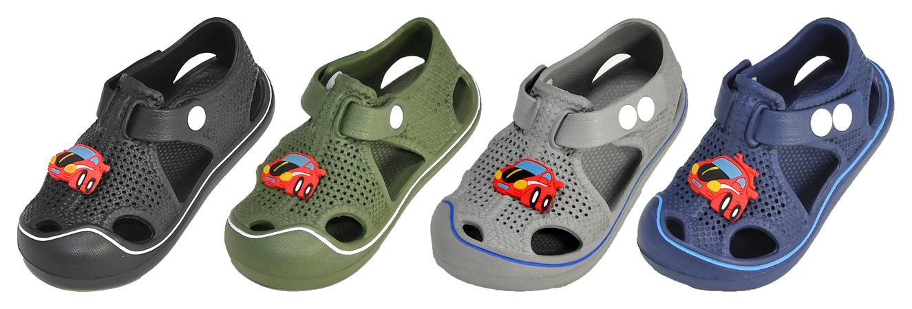 Children's Vented Toddler Sandals w/ Embroidered Racecar Patch image