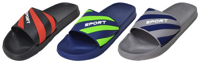Men's Athletic Sports Barbados Slide Sandals w/ Two Tone Ribbed Stripes image