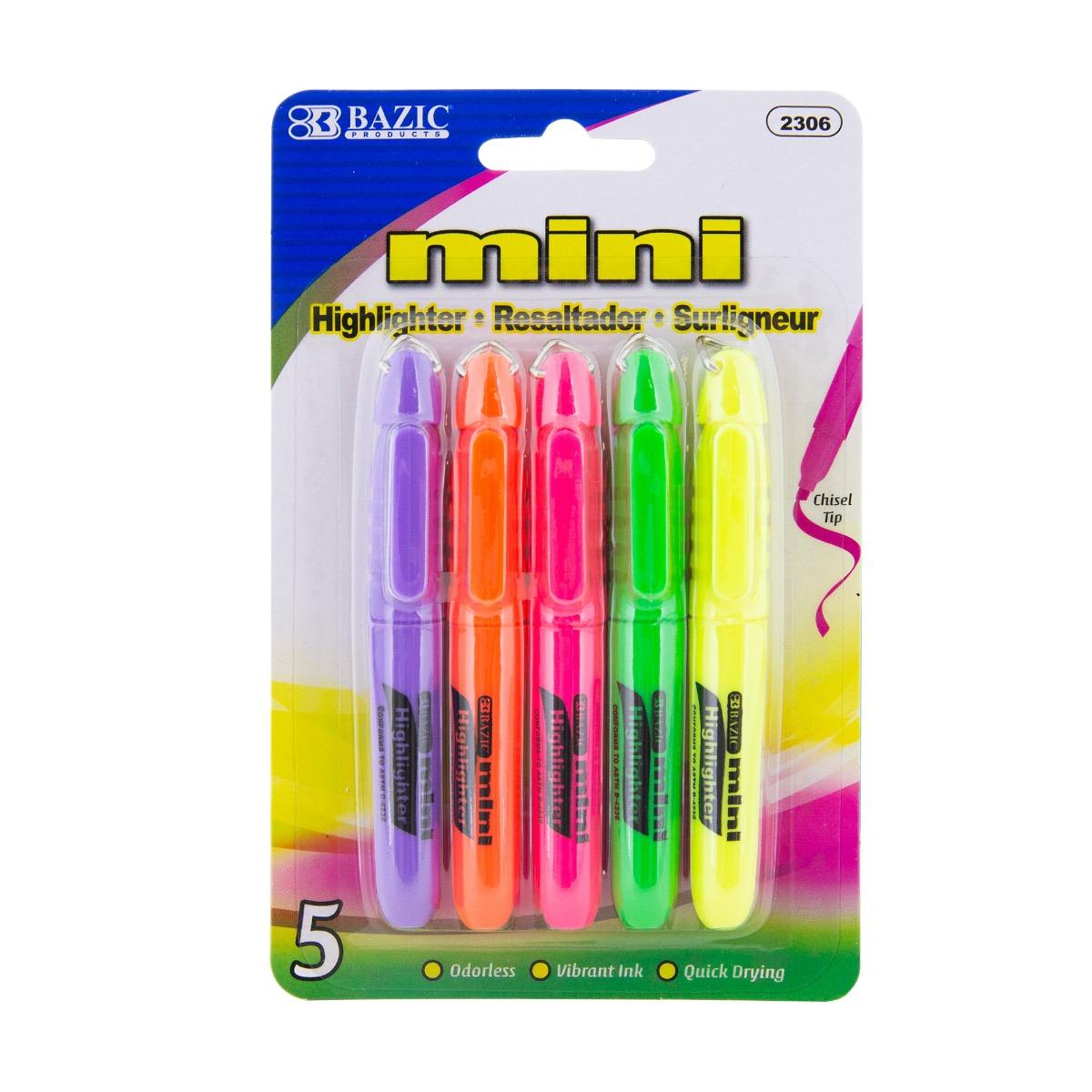 Mini Fluorescent Highlighter w/ Cap Clip (5/Pack) image