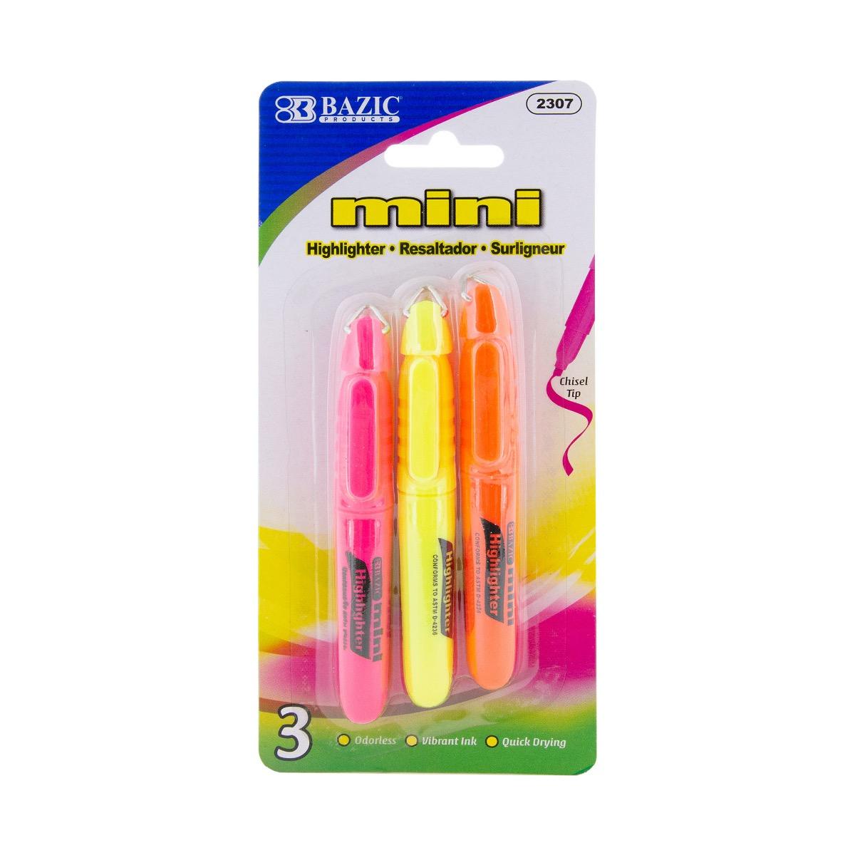 Mini Fluorescent Highlighter w/ Cap Clip (3/Pack) image