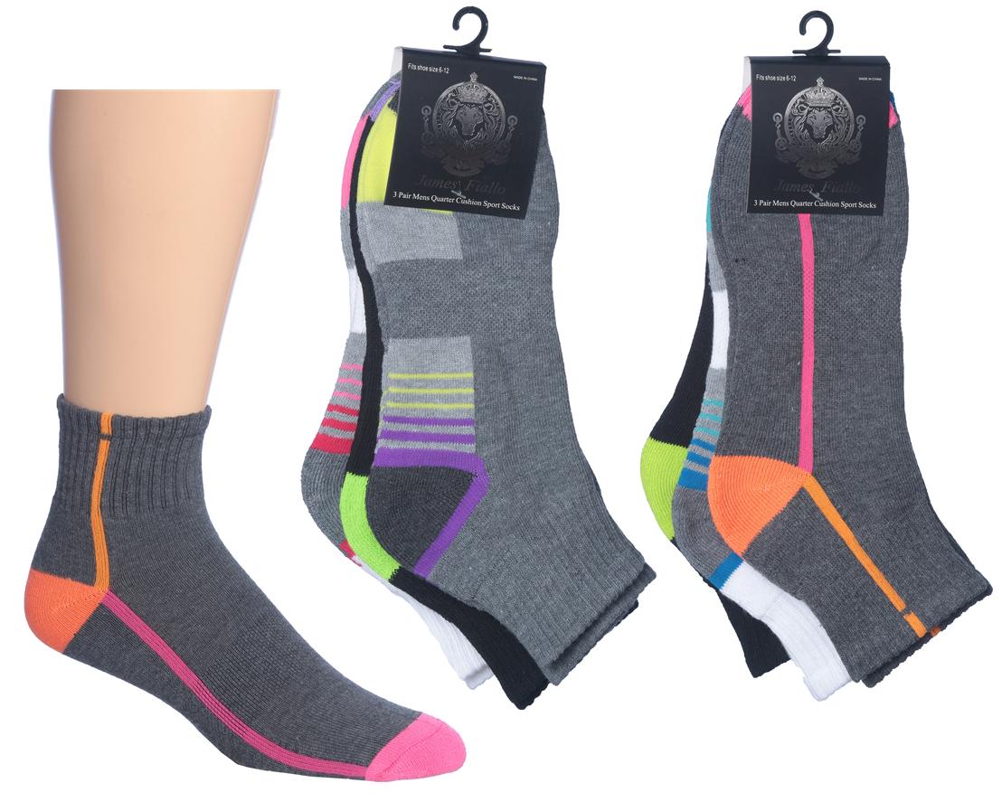 Men's Cushioned Athletic Ankle Socks w/ Arch Support - Urban Sport Prints - 3-Pair Packs image