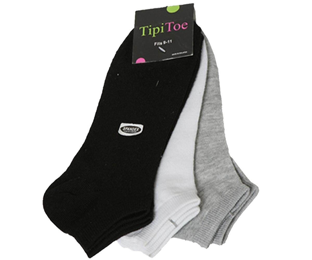 Women's Low Cut Socks - Black/White/Grey - Size 9-11 - 3-Pair Packs image