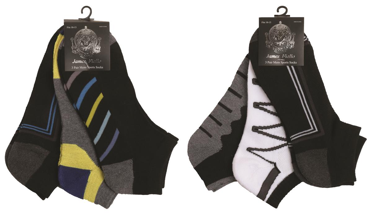 Men's Cushioned Athletic Low Cut Socks w/ Arch Support - Urban Sport Prints - 3-Pair Packs image