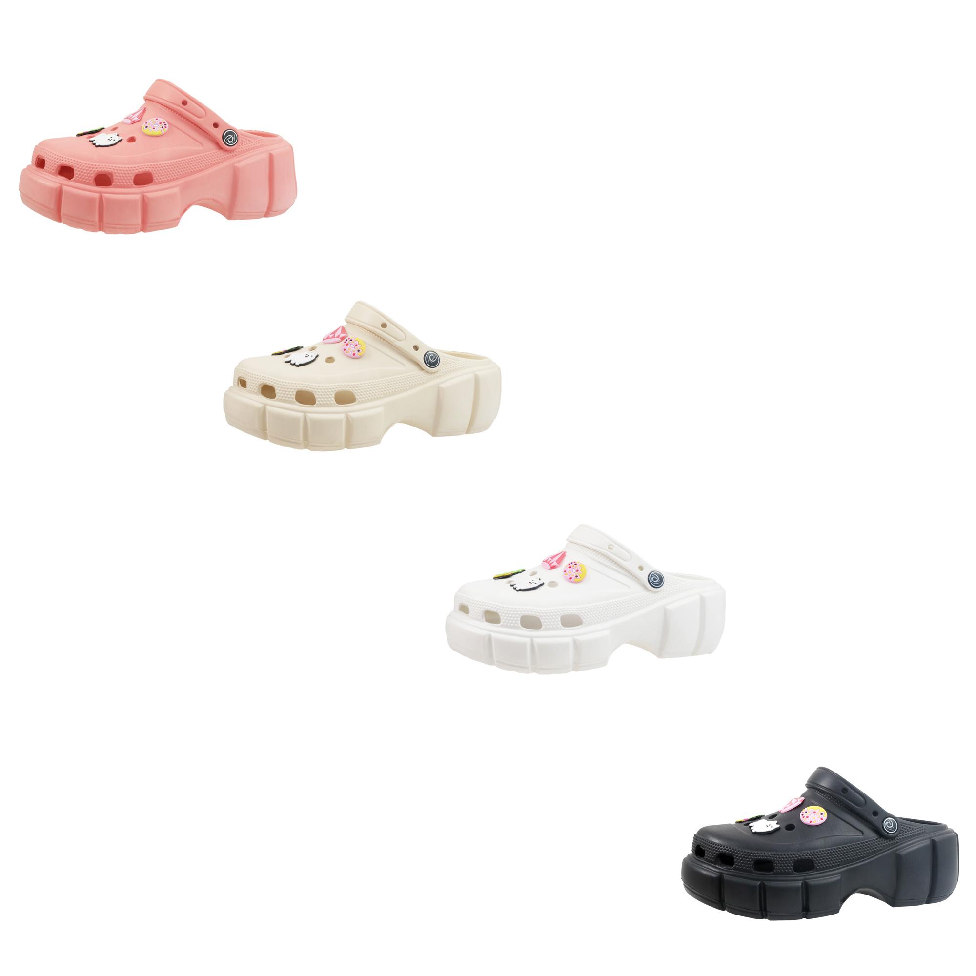 Women's Wedge Vented Clogs w/ Embroidered Charm Patches - Choose Your Color(s) image