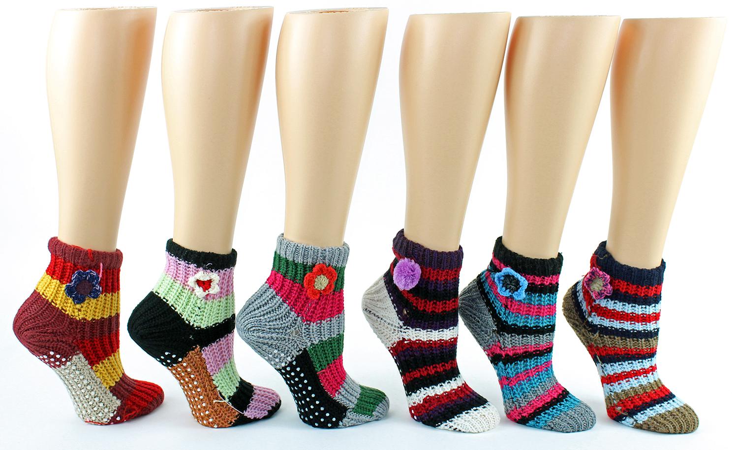 Women's Deluxe Crochet Slipper Socks w/ Non-Skid Grips image