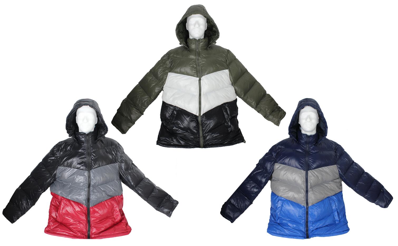 Men's Hooded Chevron Winter Puffer Ski Jackets - Sizes Medium-2XL image