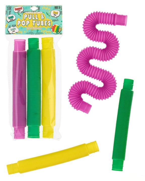 Large-Size Pull & Pop Sensory Fidget Tubes Toys - 3-Pack image