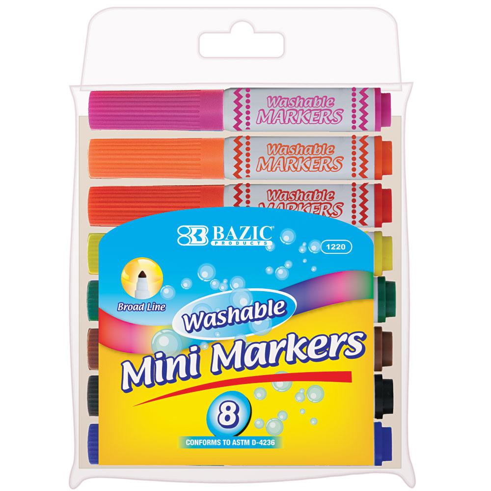 8 Color Broad Line Mini Washable Markers image