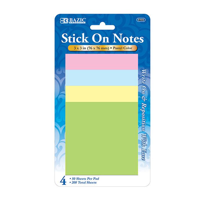 50 Ct. 3" X 3" Stick On Note (4/Pack) image