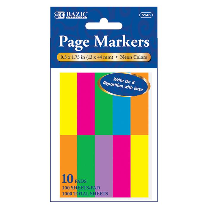 100 Ct. 0.5" X 1.75" Neon Page Marker (10/Pack) image