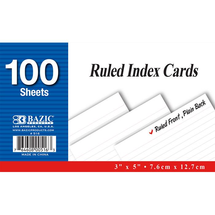 100 Ct. 3" X 5" Ruled White Index Card image