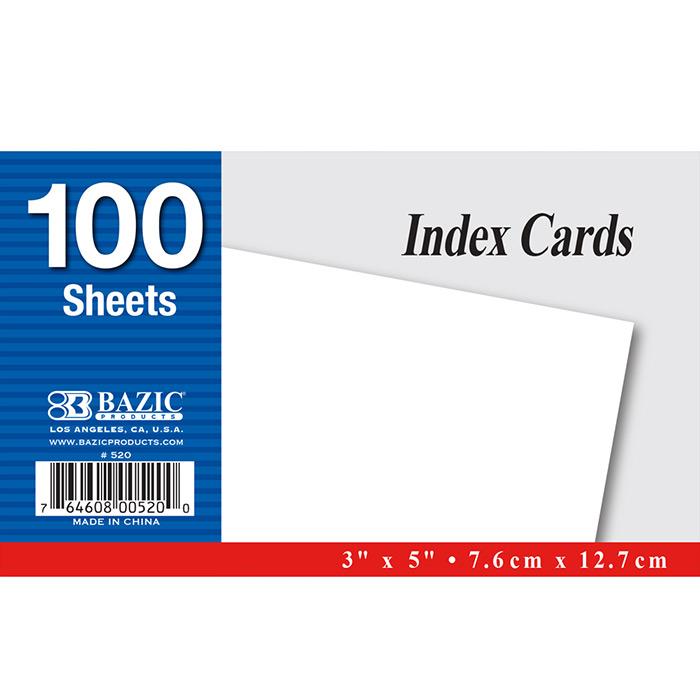 100 Ct. 3" X 5" Unruled White Index Card image