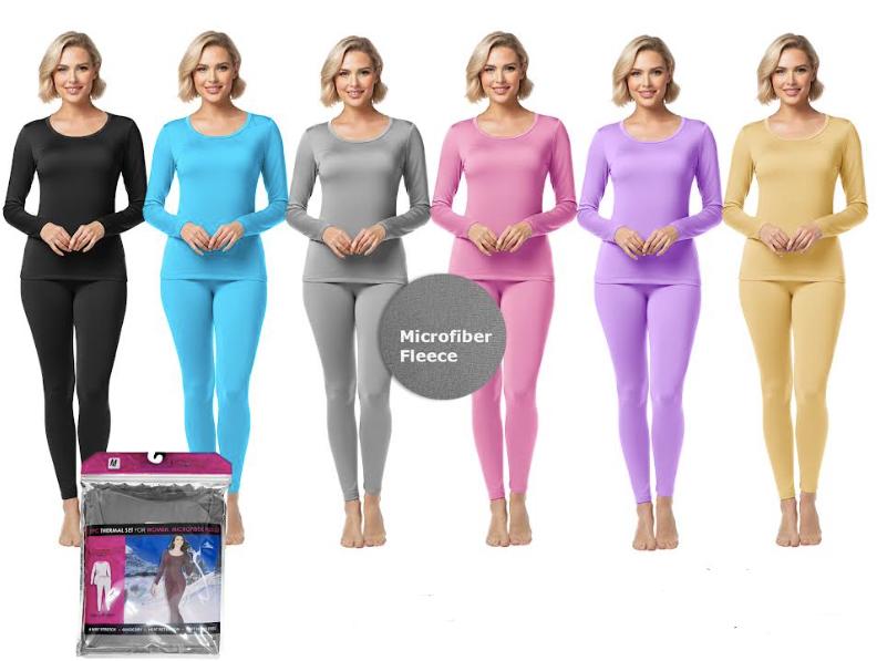 Women's Microfiber Fleece Thermal Sets - Assorted Colors - Choose Your Size(s) image