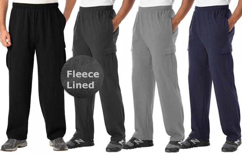 Men's Fleece Lined Cargo Sweatpants - Assorted Colors - Choose Your Size(s) image