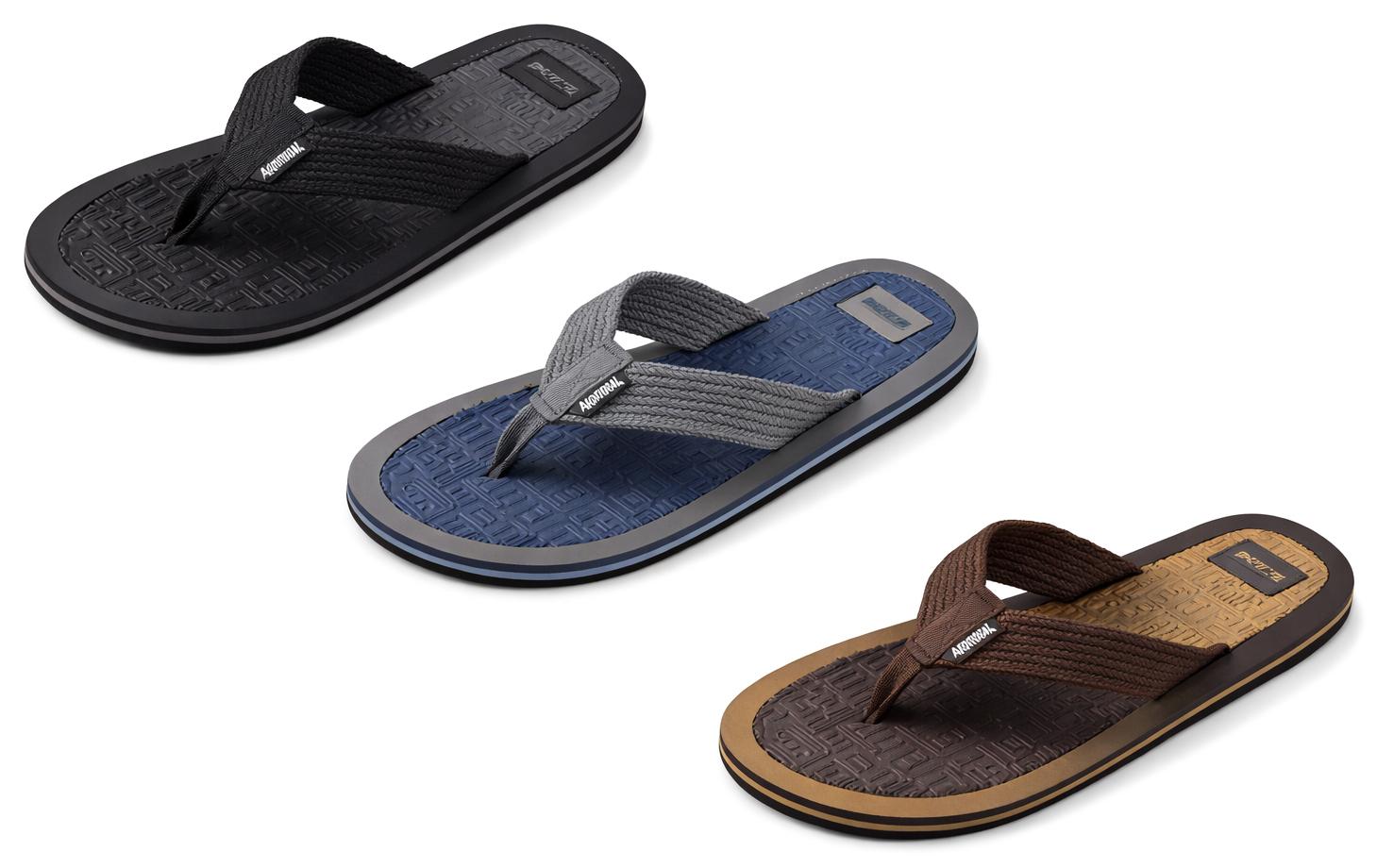 Men's TerrainGrip Textured Thong Flip Flop Sandals w/ Fabric Straps image