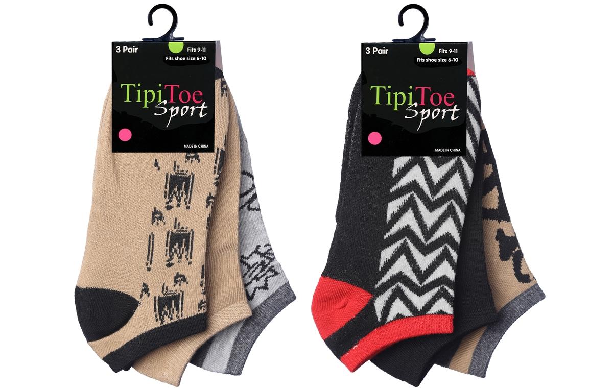 Women's Low Cut Novelty Socks - Native Tribal Theme - Size 9-11 - 3-Pair Packs image