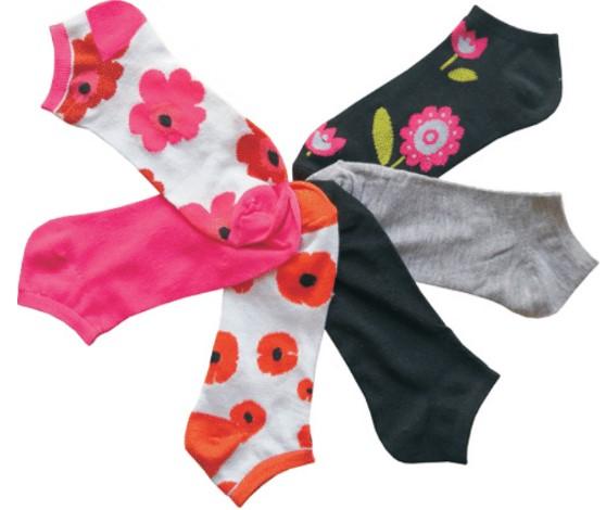 Women's Low Cut Novelty Socks - Floral & Solid - Size 9-11 - 6-Pair Packs image