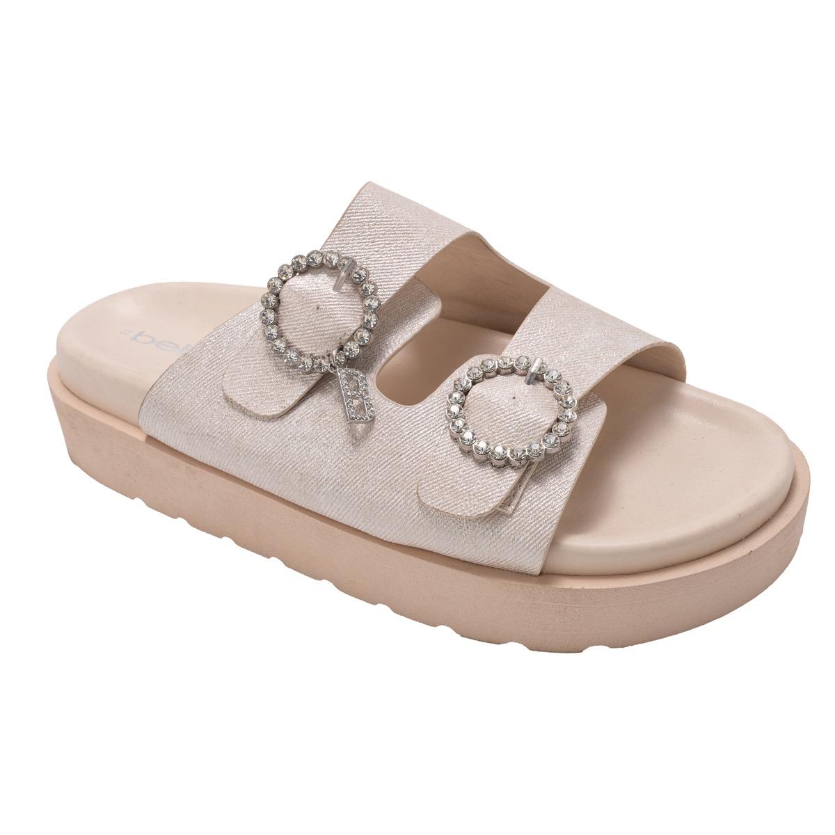 Bebe Women's Sandals w/ Rhinestone Round Buckles & Hanging Charm image