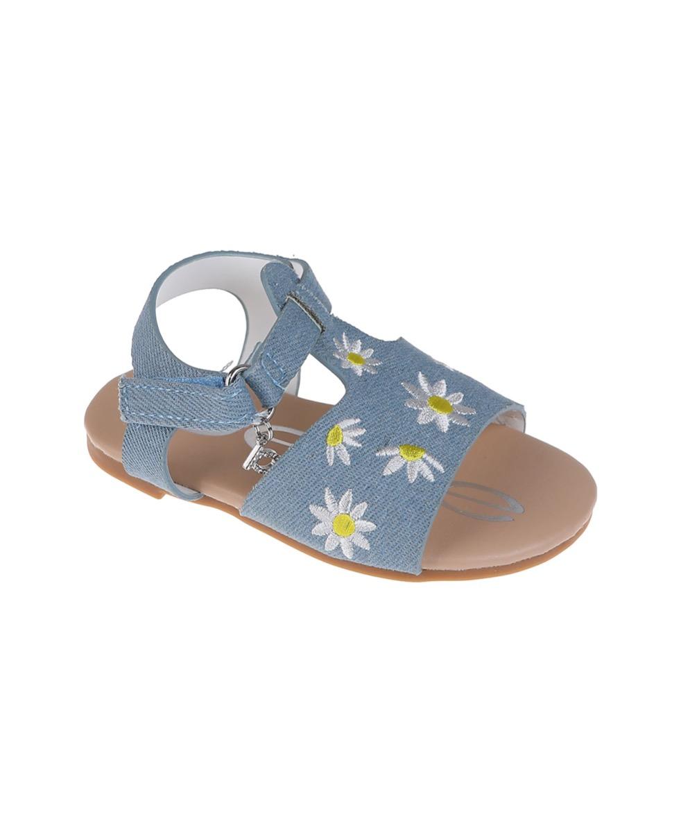 Bebe Toddler Girl's Denim Sandals w/ Embroidery Flowers image