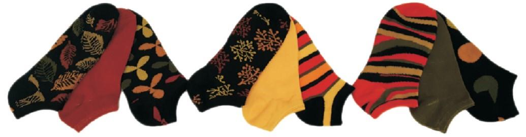 Women's Low Cut Patterned Socks - Autumn Fall Leaf Print - Size 9-11 - 3-Pair Packs image