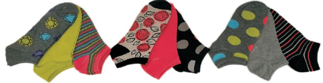 Women's Low Cut Patterned Socks - Flower, Polka Dot & Print - Size 9-11 - 3-Pair Packs image