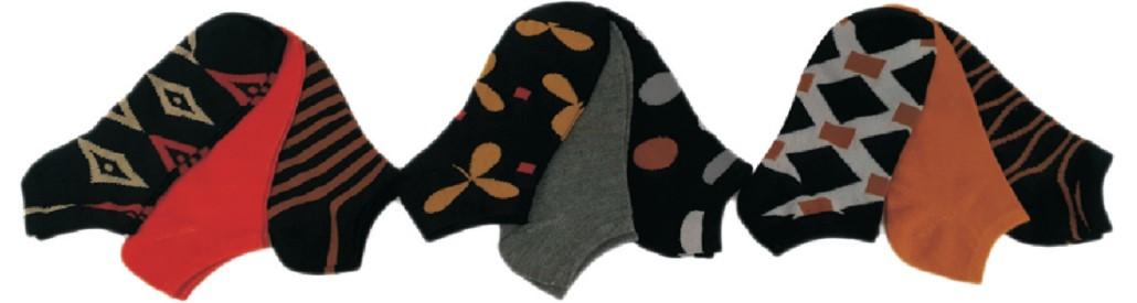 Women's Low Cut Patterned Socks - Autumn Colored Shapes & Cloverleafs - Size 9-11 - 3-Pair Packs image