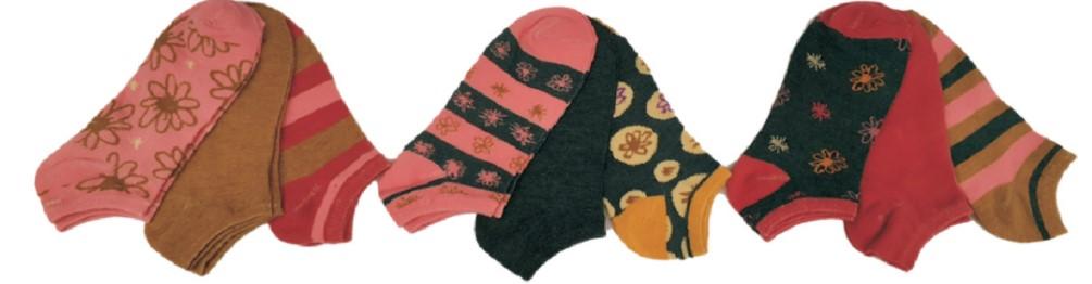 Women's Low Cut Patterned Socks - Autumn Colored Floral Print - Size 9-11 - 3-Pair Packs image