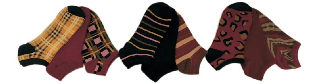 Women's Low Cut Patterned Socks - Autumn Colors & Patterns - Size 9-11 - 3-Pair Packs image